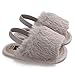 Babyschuhe, Baby Mädchen Sandalen, Fluff Pelz Rutsche Flache Schuhe Anti-Rutsch Nette Hausschuhe Weiche Sohle Krippe Schuhe (Grey, 0-6 Months)