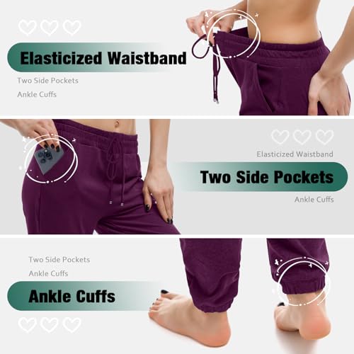 Image of Walifrey Womens Joggers with Pockets, Drawstring Sweatpants Women for Lounging Jogging Workout and Gym