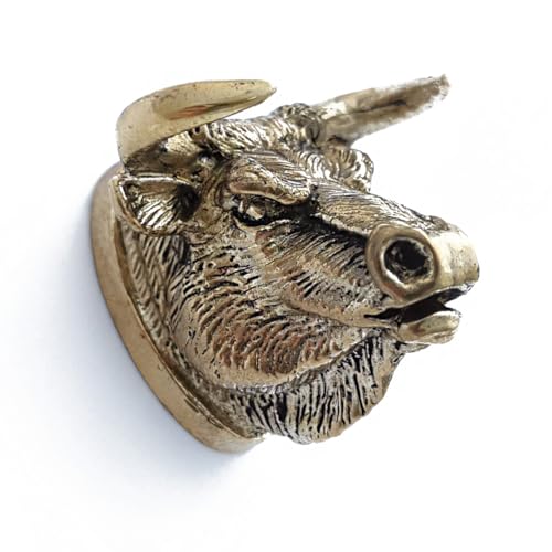 CooB Hunting Knife Finger Guard Bolster, Knife Pommel Wild Bull for Custom Knife Making. DIY Hand-Casted Solid Metal Knives Supplies Accessoriess (Bronze)