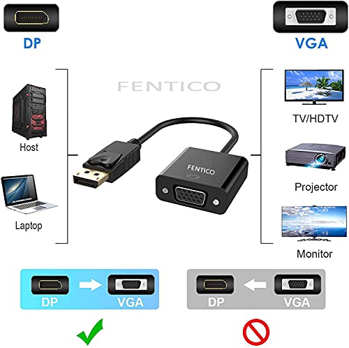 FENTICO DisplayPort (DP) to VGA Adapter, Gold-Plated Display Port to VGA Adapter (Male to Female) Compatible with Computer, Desktop, Laptop, PC,... - Image 3
