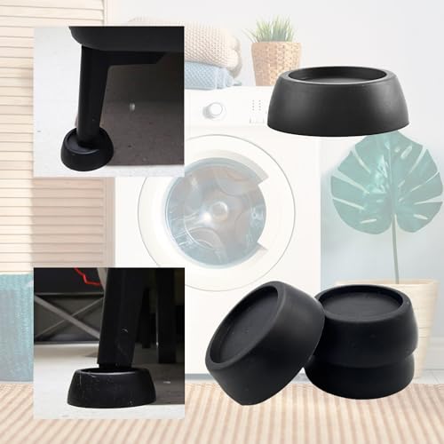 Waschmaschine Vibrationsdämpfer,4 Stück Schwingungsdämpfer Rund Geräuschreduzierend Anti-Vibration Vibrationsdämpfer Verlängern ihre Lebensdauer für Waschmaschinen Trockner Gummifüße (Schwarz)