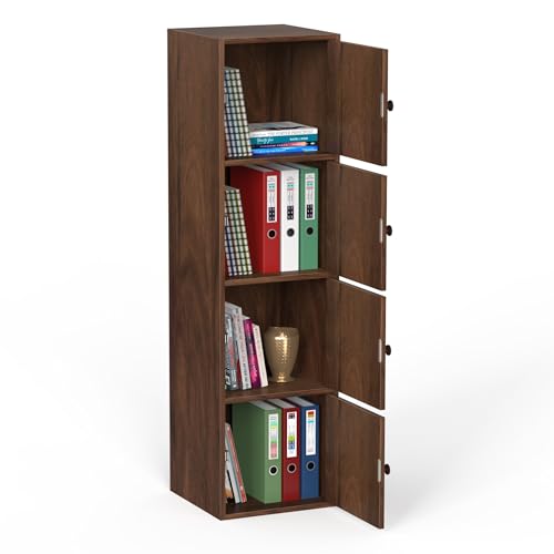 Image of BLUEWUD Calcio 4-Tier Storage Unit Filing Cabinet Rack Organizer Wardrobe Almirah Cupboard for Clothes with Closed Shelves for Bedroom Kitchen Living Room Home & Office, DIY(37 x 36 x 135.5), Brown