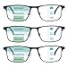 OKH 3 Pack Progressive Multifocus Reading Glasses Men Blue Light Blocking Multifocal Readers w/Spring Hinge No-Line Eyeglasses,+200