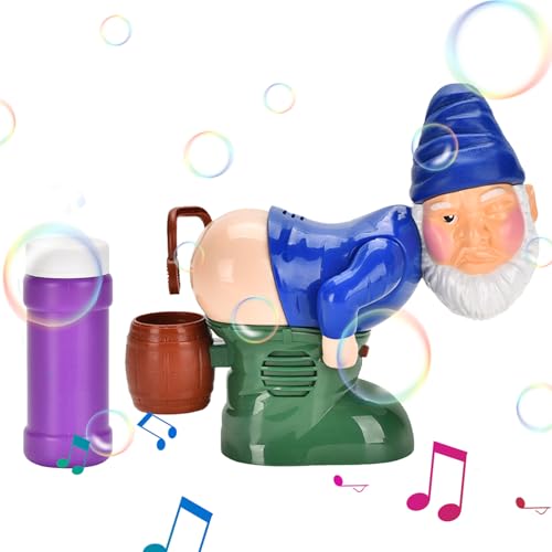 Máquina Burbujas Puzzetta | Soplador de burbujas Gnomos Con Luces Intermitentes Y Música Para Niños | Juguete Divertido Para Niños 3-6 Años | Para Dormitorio Baño Interior Exterior Playa Picnic