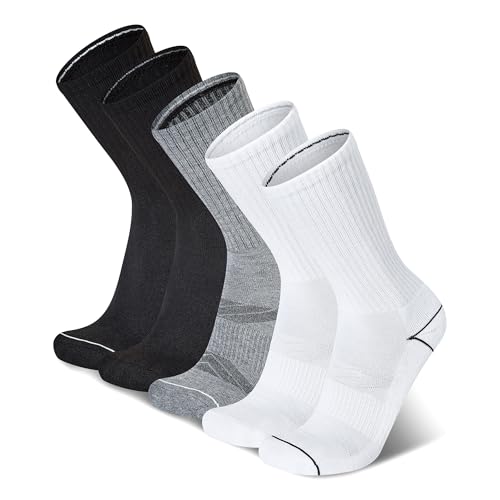Image of Champion Men's Cushioned Crew Socks 5-Pack - Moisture-Wicking Athletic Crew Socks with Arch Support (Sizes 6-12)
