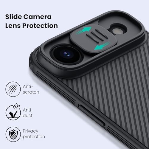 Image of Nillkin for iPhone Air Case with Slide Camera Cover, Thin Slim Fit, Shockproof Protective, Protector Privacy, Phone Case iPhone Air with Camera Lens Protector 6.5'', Black