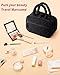 Marscamd Travel Toiletry Bag for Women with Hanging Hook, Puffy Makeup Organizer with Brushes Slots for Bathroom, Shower and Beauty Essentials, Black
