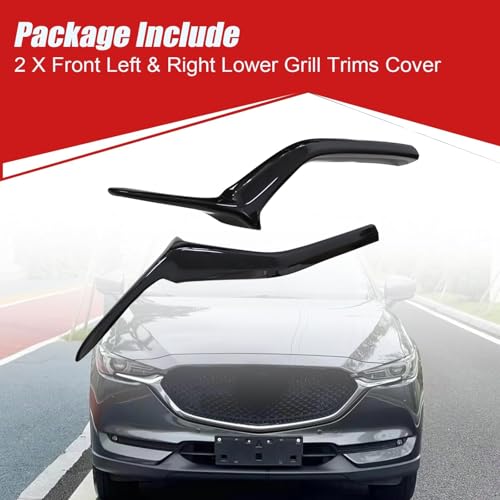 Image of SecosAutoparts 1Pair Front Lower Grill Trims Cover Grill Molding, Gloss Black Compatible with Mazda CX-5 CX-8 2017-2021, Left and Right Side