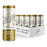 Sunshine Sparkling Energy Drink, Ginger Berry, Vitamin B12, Electrolytes, 70mg Natural Caffeine, 12o