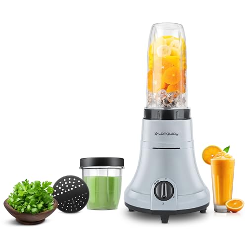 Longway Sage 500 Watt Juicer Mixer Grinder for Grinding, Mixing, Juicing with Powerful Motor (Gray & Black, 2 Jars) view 1