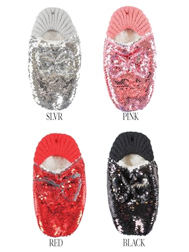 Sequin Slipper Socks With Sequin Bow2