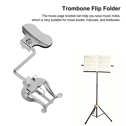 Tgoon Trombone Lyre Flip Folder, Lyre Instrument Accessories Keep The Book Open Sheet Music Holder, Small and Portable Trombone Marching Lyre Flip Folder for Music Practice
