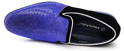 TRS Men Rhinestone Round Toe Suede Chrome Heels Dress Loafer Slip On Fashion Shoes4