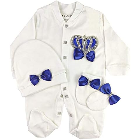 B-Bling Newborn baby boy crown jewels Layette 3 piece gift set 0-3 months and 3-6 months Cover