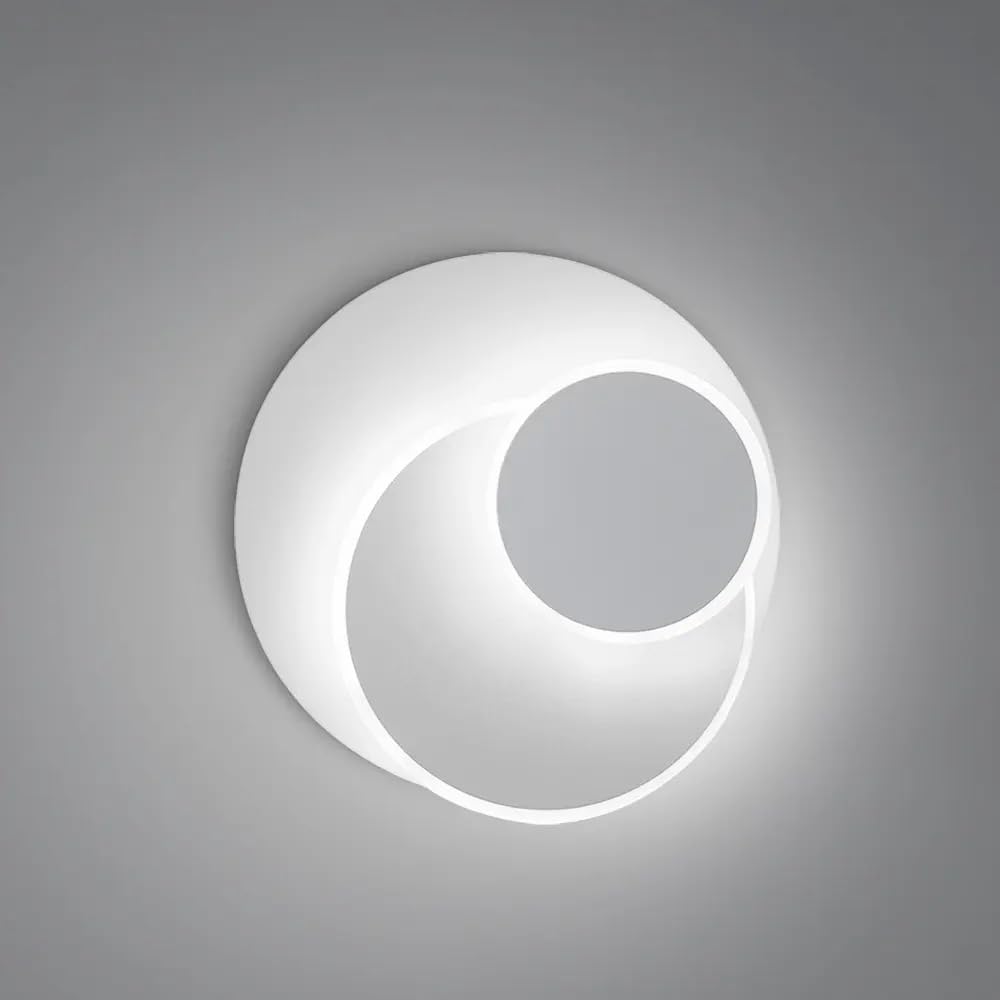 DELIPOP Applique da Parete Interno Moderno, 15W Lampada da Parete Rotonda Girevole, Creativo Lampada a Muro LED 3 in 1 per Soggiorno Camera da Letto Corridoio Scale, Luce Bianca Fredda 6500K