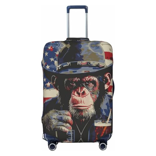 Cool Chimp with Drink Travel Luggage Covers - Elasticity Suitcase Covers Protector for Luggage 18-32 Inch