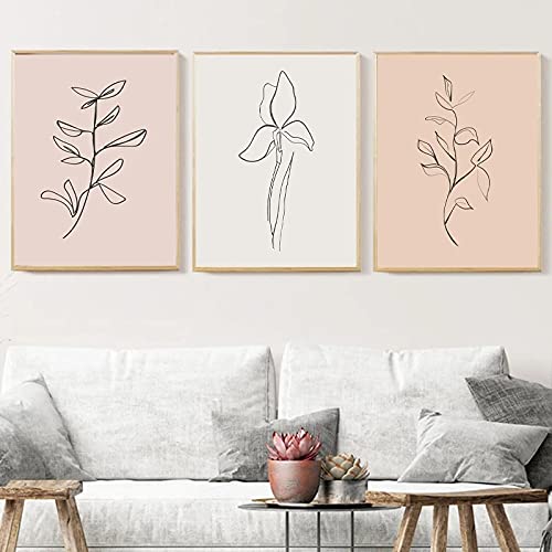 Affiche Crayon Feuille Dessin au Trait Toile Botanique Minimaliste Décoration Salon 70x100cm