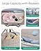 BAGSMART 40L Rolling Duffle Bag with Wheels and Handle, TSA Underseat Carry On Bags for Travel with Shoe Compartment, Pink