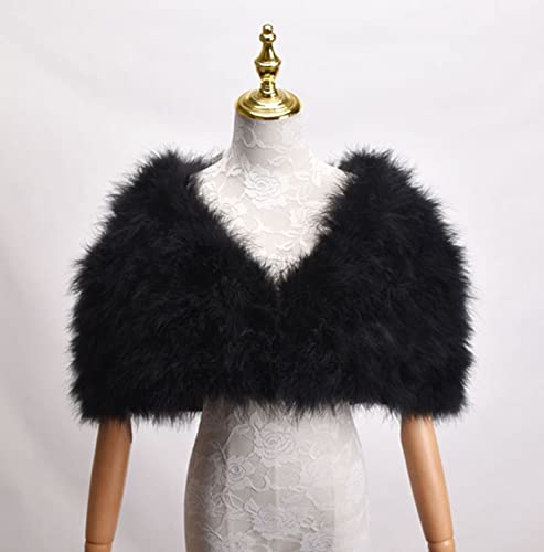 Women Shawls Real Ostrich Feather Cape Fluffy Warm Bridal Shawl Wrap Wedding Party2