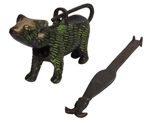 Purpledip Brass Antique Finish Lock (Padlock) & Push Key: Unique Grizzly Bear Design (12304), Multicolor, Medium - Image 4