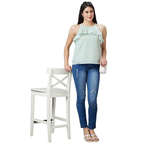 Image of Globus Women White Solid Sleeveless Top