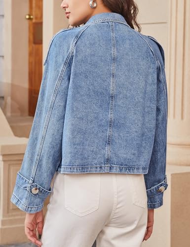 Denim Jacket for Women Cropped Trench Coat Double Breasted Lightweight Jean Jackets Casual Outerwear 2025 Trendy2
