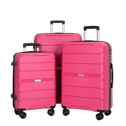 Hardshell Suitcase Spinner Wheels PP Luggage Sets Lightweight Durable Suitcase with TSA Lock,3-Piece Set (20/24/28),Rose4