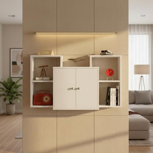 Image of WYDE Multipurpose Modular Wall Racks /Shelves /Organiser /Decor Particle Board Wall Shelf (Number of Shelves - 4, White)