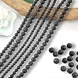 perlas negras precio Calidad premium: selección de piedra natural de roca volcánica de alta calidad, moler en perlas de tamaño estándar, pulir y taladrar, son muy suaves y agradables para regalos para tus amigos, pero también para los amantes de la fabricación de joyas son el regalo perfecto