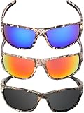 3 Pairs Polarized Sport Sunglasses Camo Frame Sunglasses Outdoor Sunglasses TR90 Frame Sunglasses...