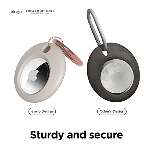Elago Custodia In Silicone Con Portachiavi Compatibile Con Airtags - Protezione Completa, Portachiavi Incluso, Design Sottile E Semplice, Silicone Alimentare Premium, Antigraffio (Pietra) - 3
