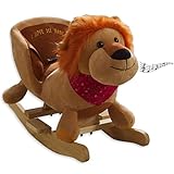 Löwe Schaukeltier aus Massivholz - Sicheres Schaukelpferd ab 1 Jahr mit realistischen Tiergeräuschen - 32 x 52 x 61 cm (B/H/T)
