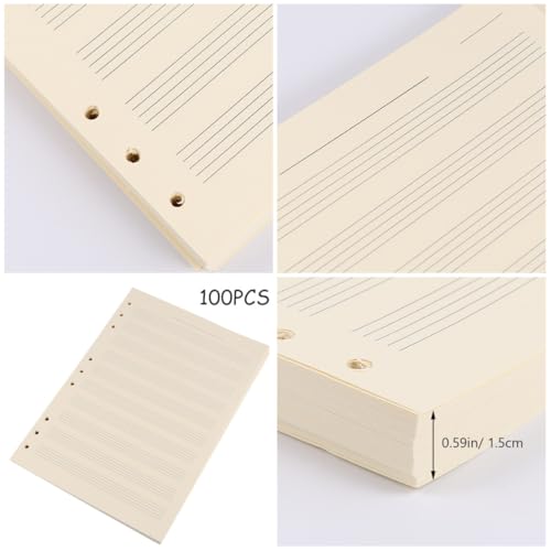 Papel manuscrito de música para el aula y estudio con 10 líneas en 100 hojas 2