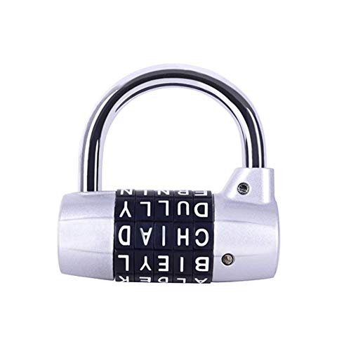 Combination Padlock - 5 Dials, Locker Locks Set Your Own Word Combination Padlock, 1 Pack, (Silver) #TOP1