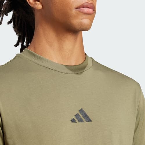 adidas Men's Essentials SMALL Logo Single Jersey Tee, Olive strata/Black, XL