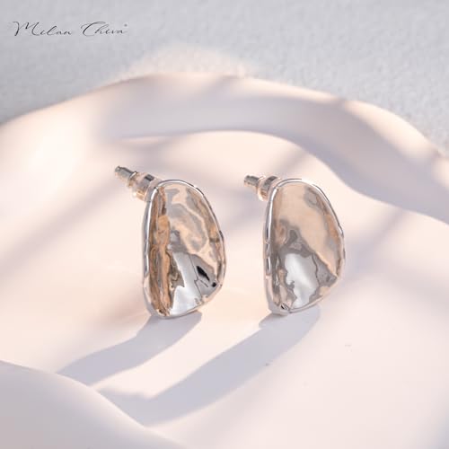 Milan Chiva 14K Gold Statement Stud Earrings for Women Trendy Gold Plated Dainty Geometric Dangle Jewelry3