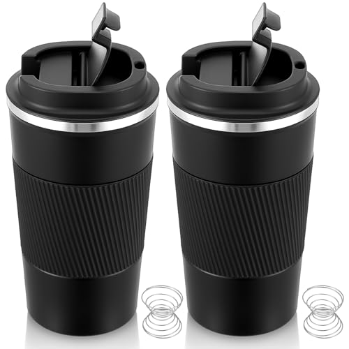 Image of Maxdot 2 Pcs 17 oz Stainless Steel Shaker Cup with Mixing Ball Insulated Metal Blender Tumbler Water Bottle for Protein Mixes Shakes Gym Workout Coffee Drink (Black)