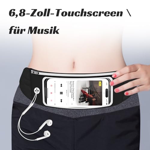 Razobws Laufgürtel Handy, Handytasche Joggen mit Verstellbarem Gummiband Running Belt für Laufen Sport Fitness Laufgurt Joggen für Handy unter iPhone Samsung mit 6,8 Zoll Touchscree