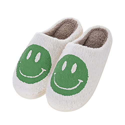 Smile Face Slippers – Preppy, Warm, Fluffy, Womens Slippers – Cozy Memory Foam Slipper for Home, Bathroom, Hotel – Sizes US 5-10