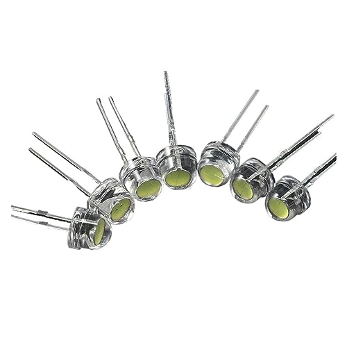 WHWRCADV 5 PCS Straw Hat LED Diode 5MM Blue Green Red Yellow White Led Lights Diode F5 Super Bright Led(White)
