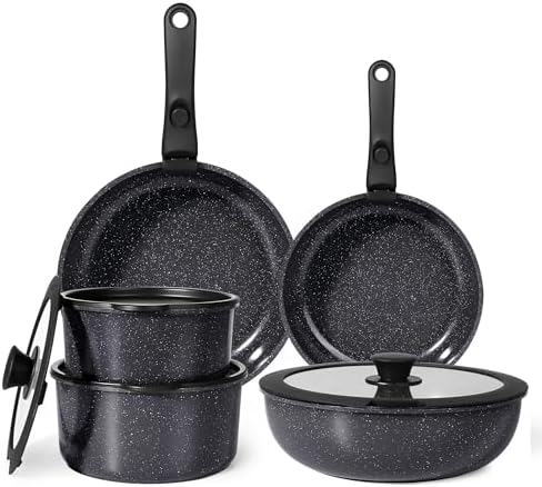 GiPP Ceramic Coating Frying Pan and Pot Set 11 Pieces, Compatible with IH and Gas Stoves, Fluorine-Free, Harmless to the Body, Non-Stick, Detachable Handle, Easy to Clean, Dishwasher Safe, Oven Safe