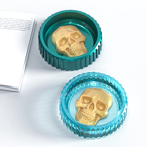 Hyzaphix EUM2311ZX Skull Ashtray Resin Molds Halloween Silicone Mold Skeletons Jewelry Storage Epoxy Molds thumb #1