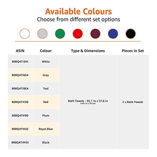 Amazon Basics 100% Cotton AB Fade Resitant Bath Towel, 2-Pack, Royal Blue, 140 cm L x 70 cm W - Image 6