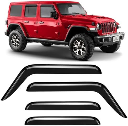 Voron Glass Tape-on Extra Durable Rain Guards for Jeep Wrangler J...