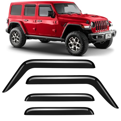 Voron Glass Tape-on Extra Durable Rain Guards for Jeep Wrangler 2018-2026 JL/Jeep Gladiator 2020-2026, Window Deflectors, Vent Window Visors, 4 Pieces - 100339 by Voron Glass - Used condition - CA$30.80