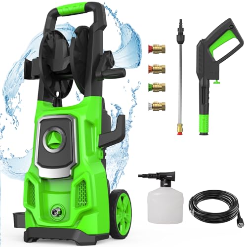 Electric Pressure Washer, Power 4500 Max PSI, 3.2 GPM Power Washer Machine with Hose Reel,4 Quick Connect Nozzles, Foam Cannon, for Cars, Patios, and Floor Cleaning