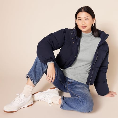 Amazon Essentials Damen Leichter, Langärmeliger Rollkragenpullover, Klassischer Schnitt (Erhältlich In Übergröße), Hellgrau Meliert, M