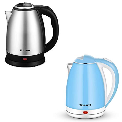 Topwit 2L Electric Kettle Glass Hot Water Kettle, Upgraded andTopwit Electric Kettle, Double Wall Hot Water Kettle, 2L Electric Tea Kettle with Stainless Steel Inner
