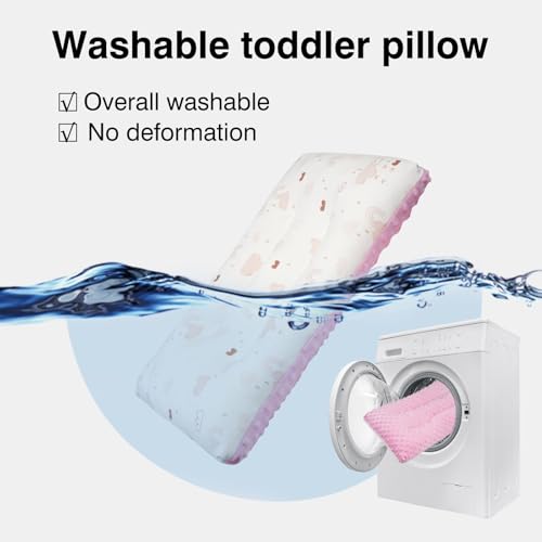 Image of 1Pc Toddler Pillow,Breathable and Skin-Friendly,Machine Washable,100% Cotton Cute Kids Pillows for Sleeping,Kids Sleeping Pillow for 2-6 Year Old,19X11inches