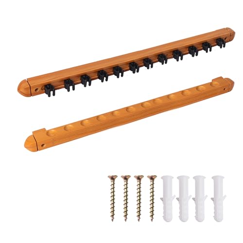 6/8/12 Pool Cue Wall Mounted Rack. Billiard Cue Sticks Wall Rack (Several Colors Available) (12 Cue - Oak)
